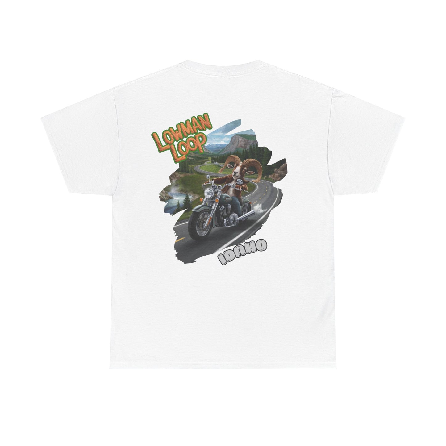 Unisex Heavy Cotton Tee -  LOWMAN LOOP IDAHO BIKER GOAT