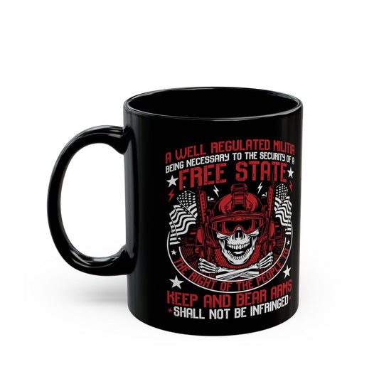 Black Mug (11oz, 15oz)- Black Ceramic coffee Mug - USA- RIGHT TO KEEP AND BEAR ARMS SHALL NOT BE INFRINGED