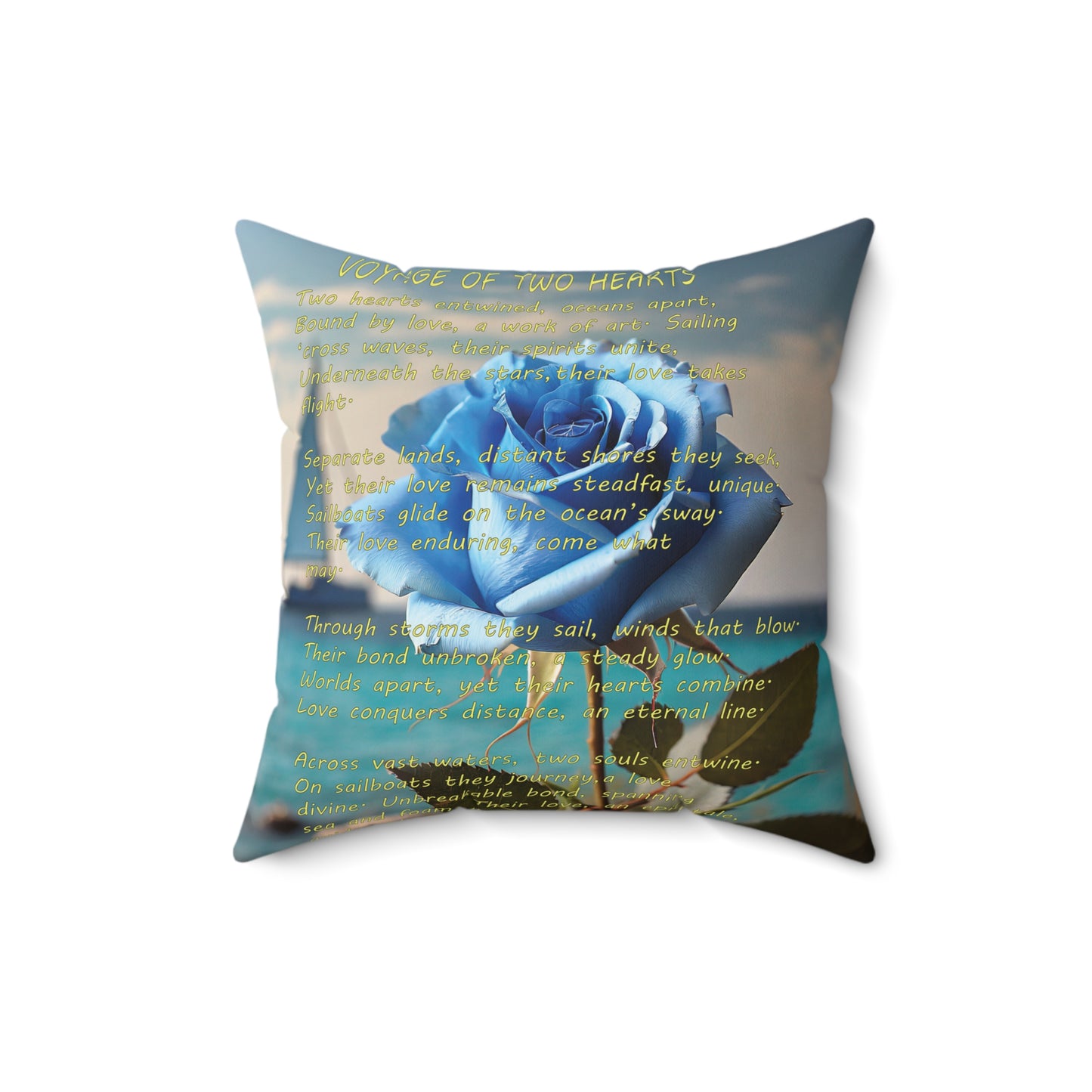 Voyage of Two Hearts- Spun Polyester Square Pillow-