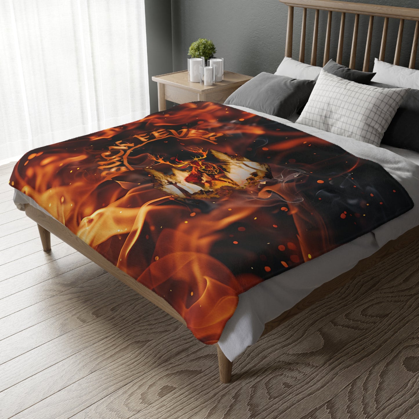 Fleece Blanket - Buck Fever Logo Fire Design