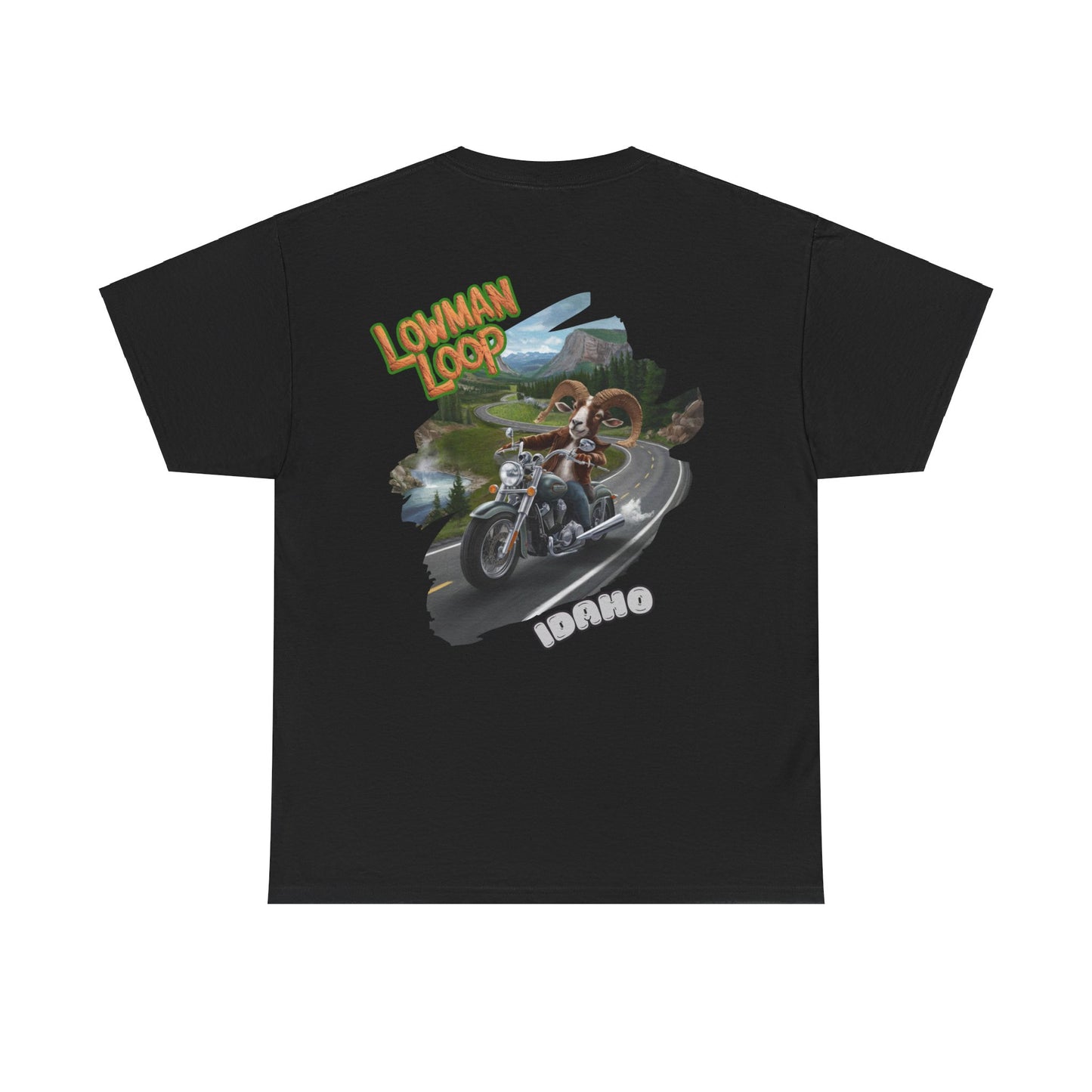 Unisex Heavy Cotton Tee -  LOWMAN LOOP IDAHO BIKER GOAT