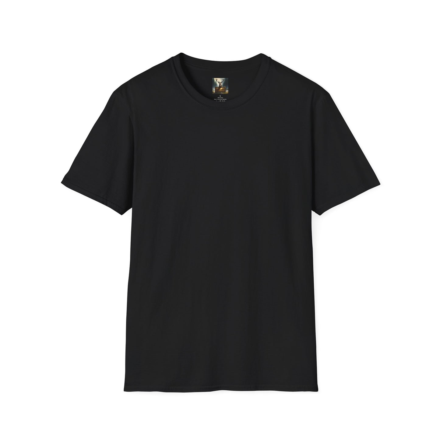 The "Unisex Softstyle T-Shirt - PIRATES OF THE HIGHWAY - BLACK LONG NOSE TRUCK GRILL FORWARD" is crafted from 100% cotton, featuring lightweight fabric for ultimate comfort. Styled on a white background, it's perfect for any casual occasion.