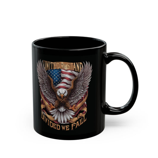 Black Mug -UNITED WE STAND,  DIVIDED WE FALL