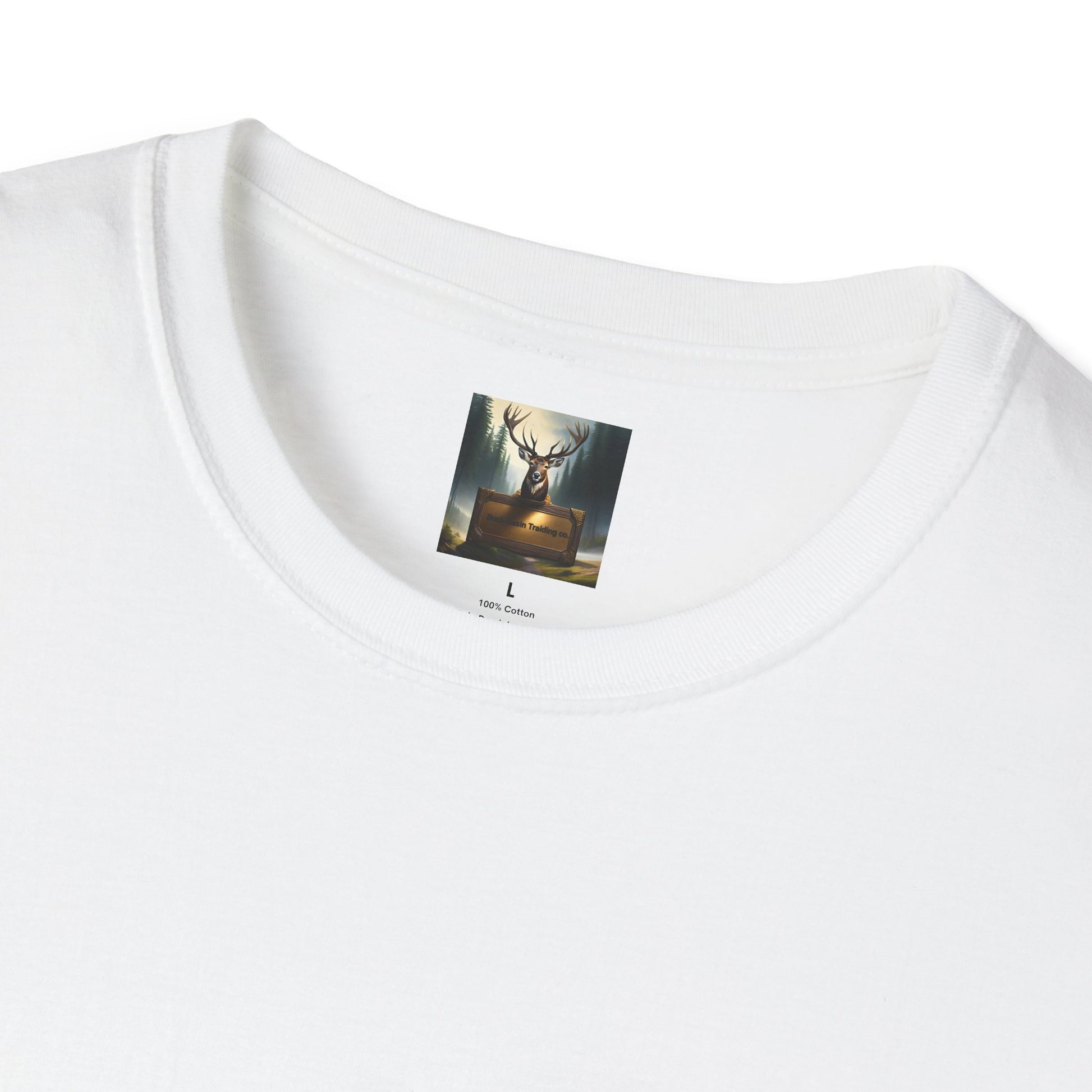 Unisex white T-shirt crafted from 100% cotton with a soft-style touch, featuring a small, centered print inside the collar of a brown long nose truck under the branding "Pirates of the Highway.