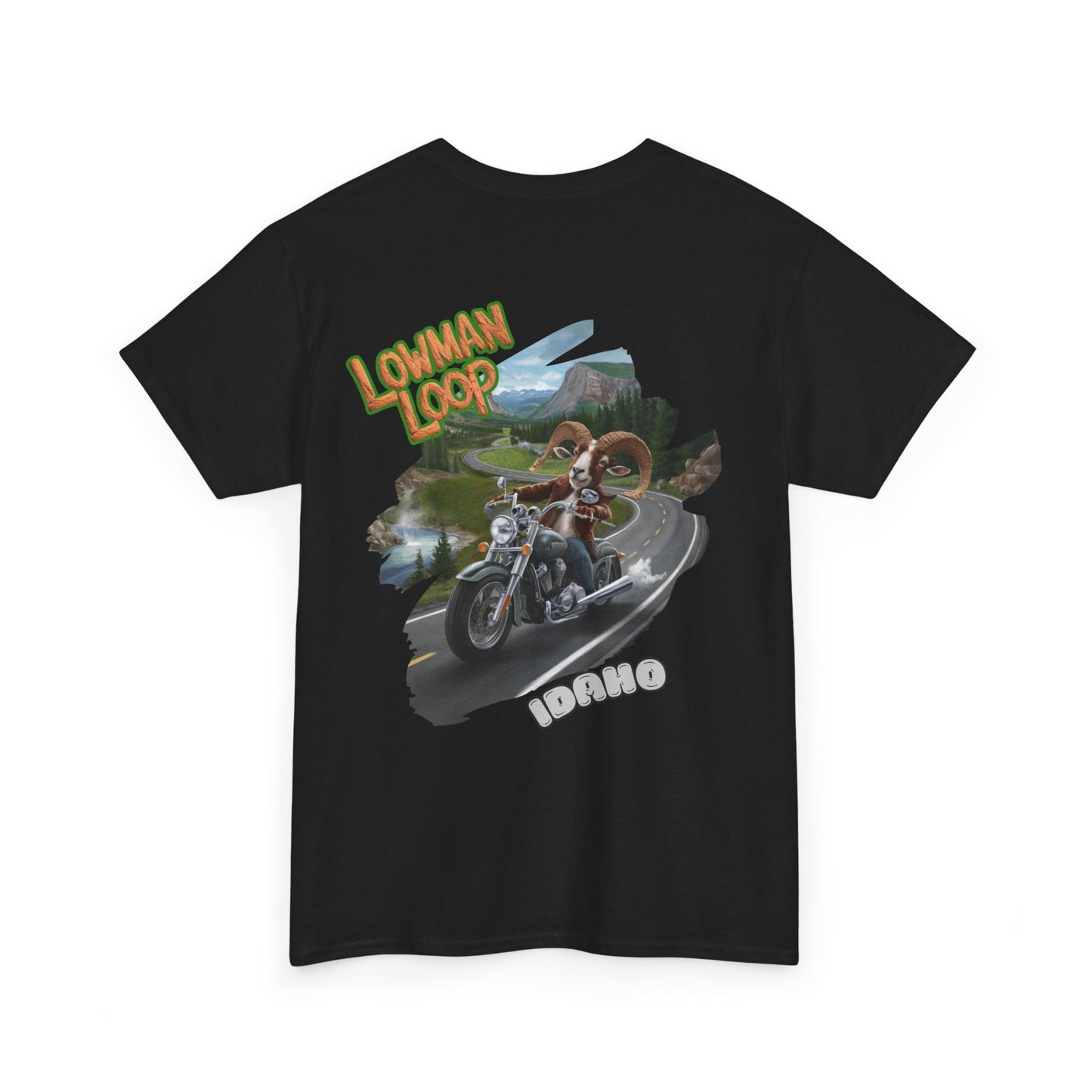 Unisex Heavy Cotton Tee -  LOWMAN LOOP IDAHO BIKER GOAT