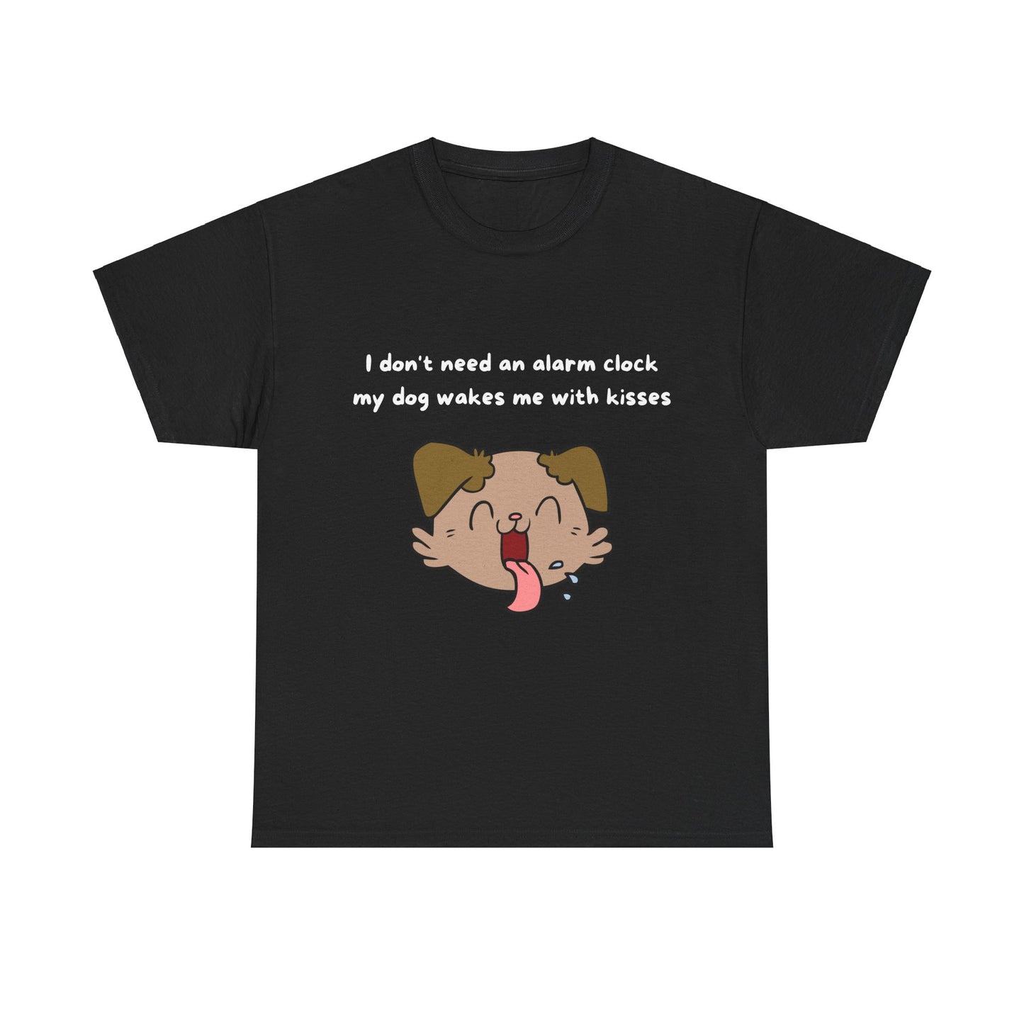 Unisex Heavy Cotton Tee - I DON'T NEED AN ALARM CLOCK, MY DOG WAKES ME UP