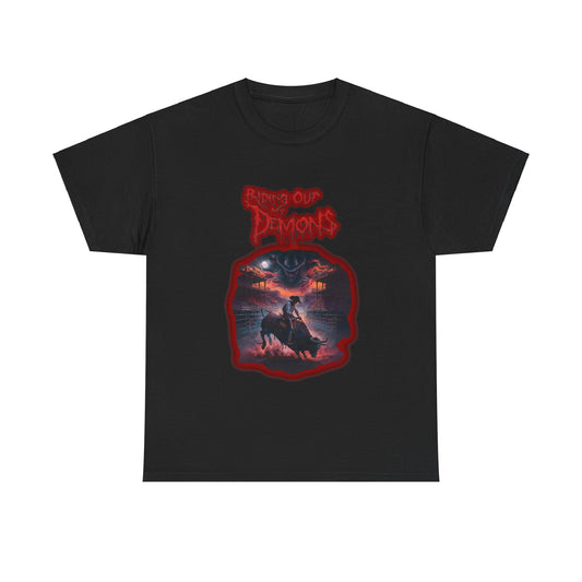 Unisex Heavy Cotton Tee -  RIDING OUT MY DEMONS BULL RIDER