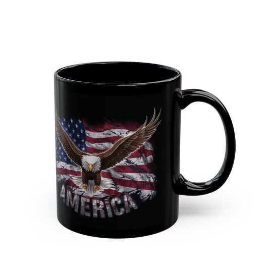 Black Mug - AMERICAN FLAG AND EAGLE