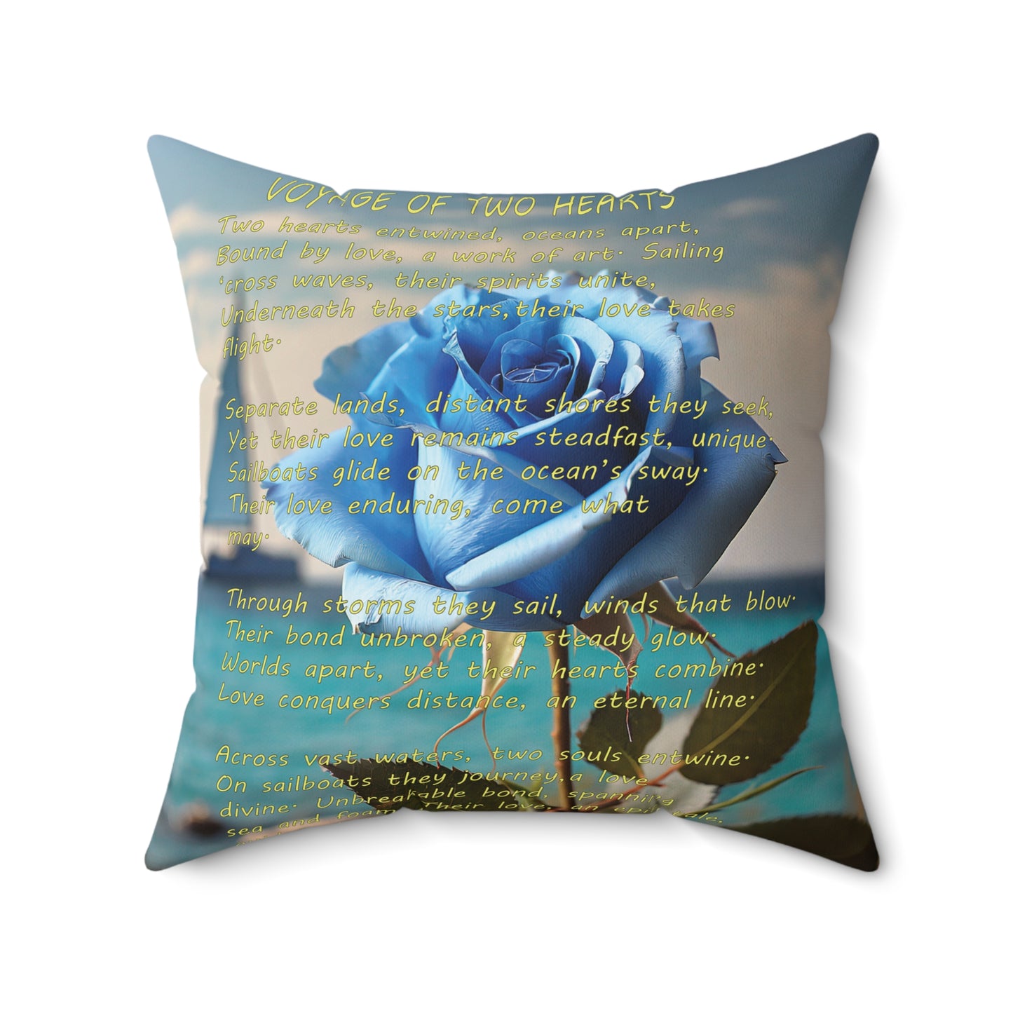 Voyage of Two Hearts- Spun Polyester Square Pillow-