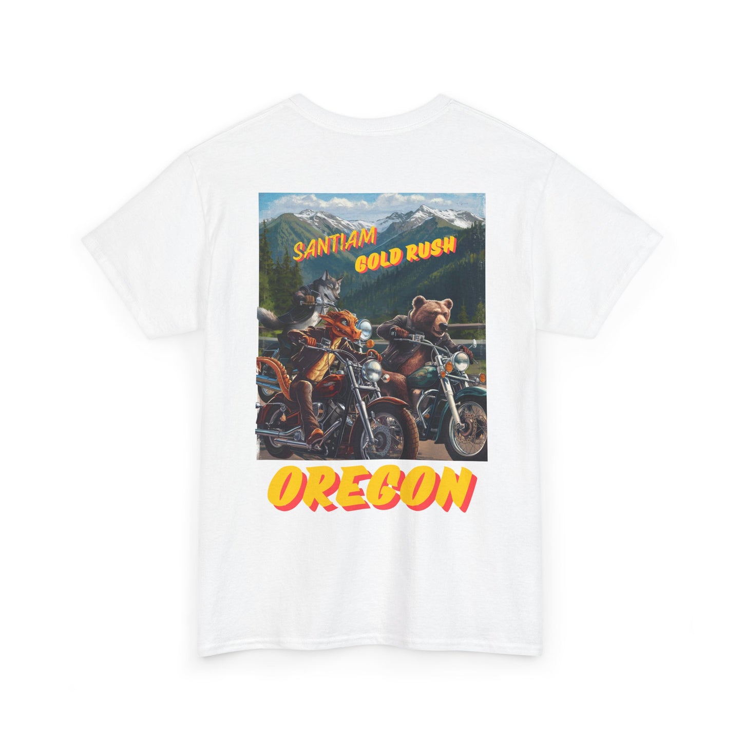 Unisex Heavy Cotton Tee -  SANTIAM GOLD RUSH  WILDLIFE BIKER