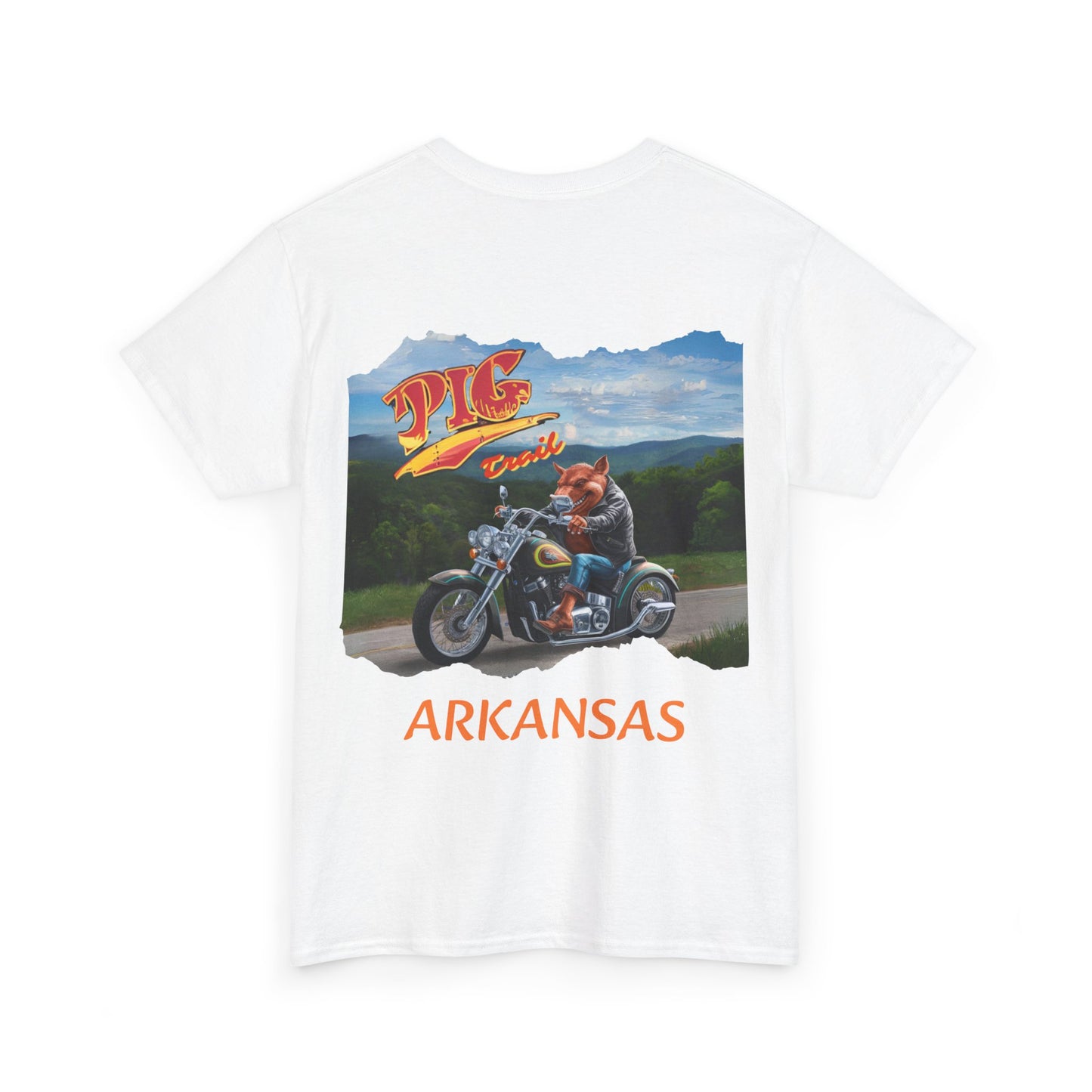 Unisex Heavy Cotton Tee -  Arkansas Pig Trail Biker