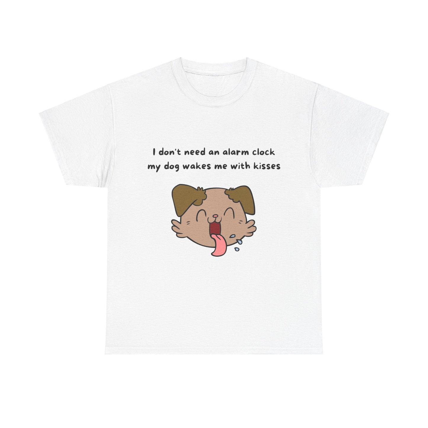 Unisex Heavy Cotton Tee - I DON'T NEED AN ALARM CLOCK, MY DOG WAKES ME UP