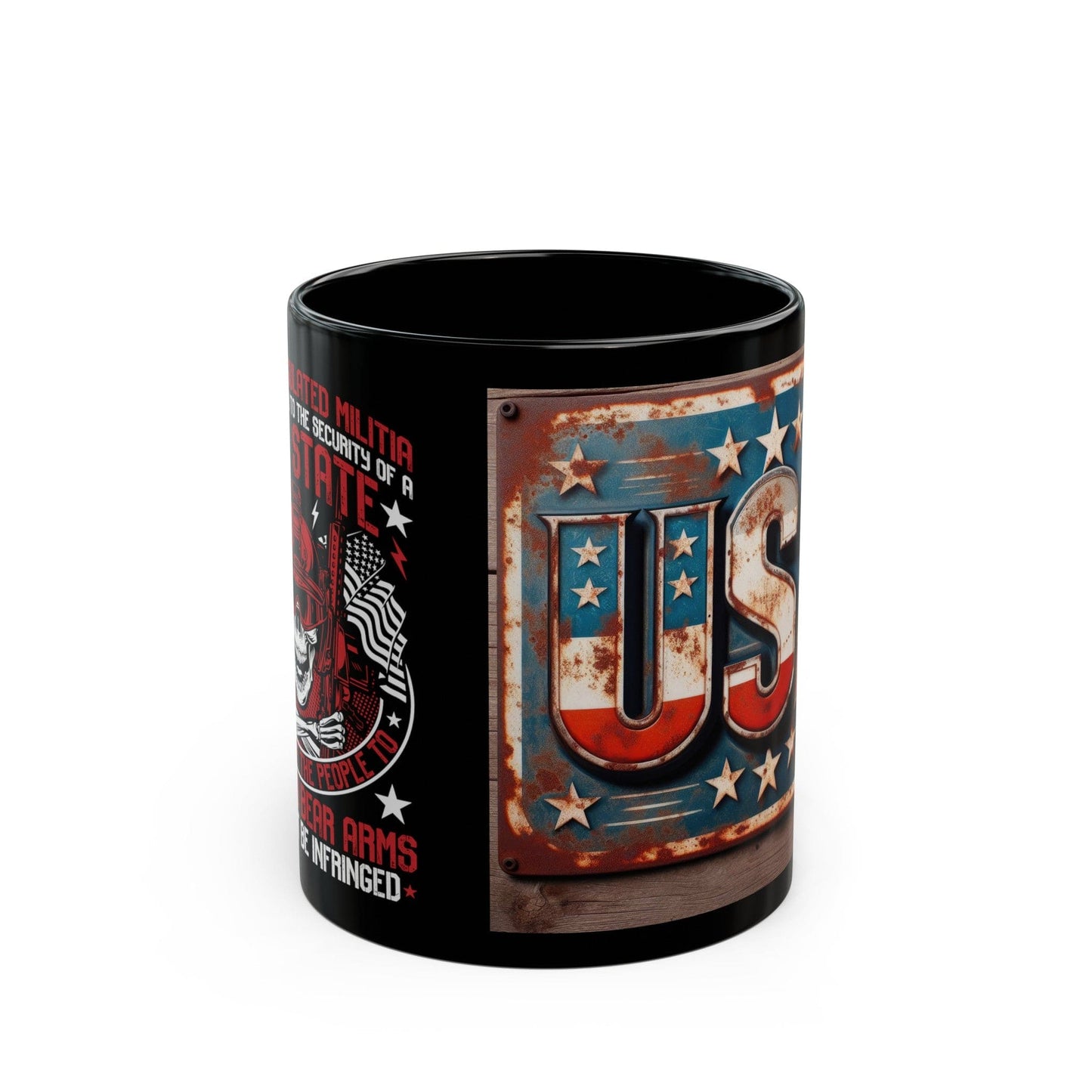 Black Mug (11oz, 15oz)- Black Ceramic coffee Mug - USA- RIGHT TO KEEP AND BEAR ARMS SHALL NOT BE INFRINGED