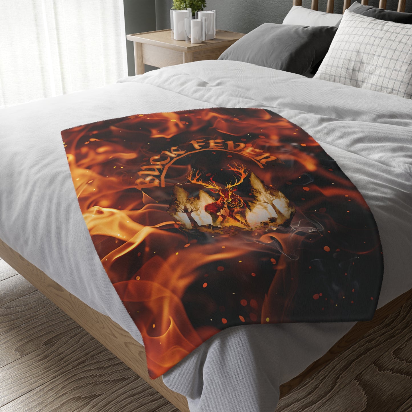 Fleece Blanket - Buck Fever Logo Fire Design