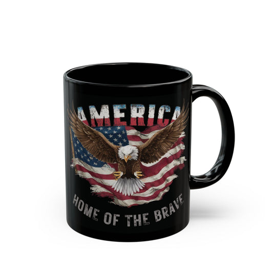 Black Mug - AMERICA - HOME OF THE BRAVE