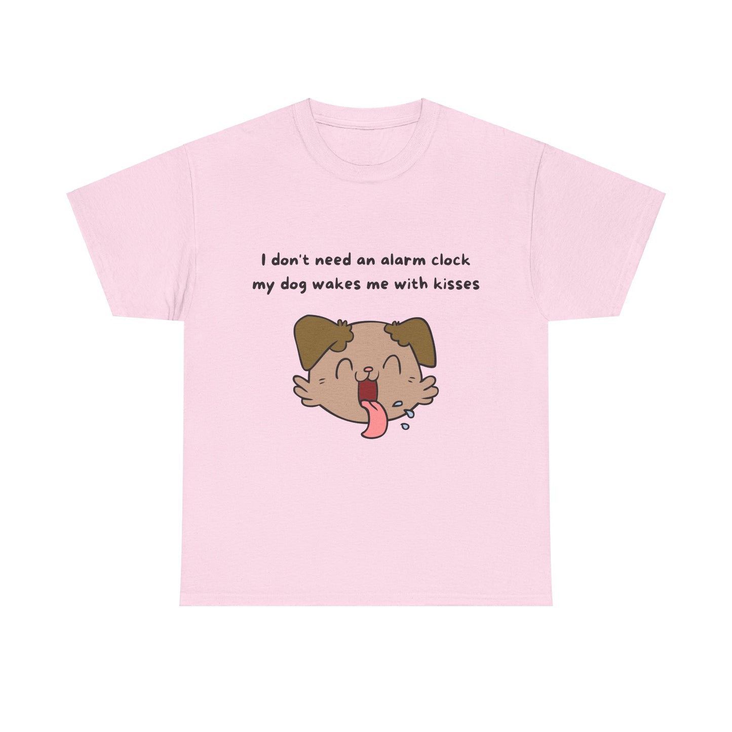 Unisex Heavy Cotton Tee - I DON'T NEED AN ALARM CLOCK, MY DOG WAKES ME UP