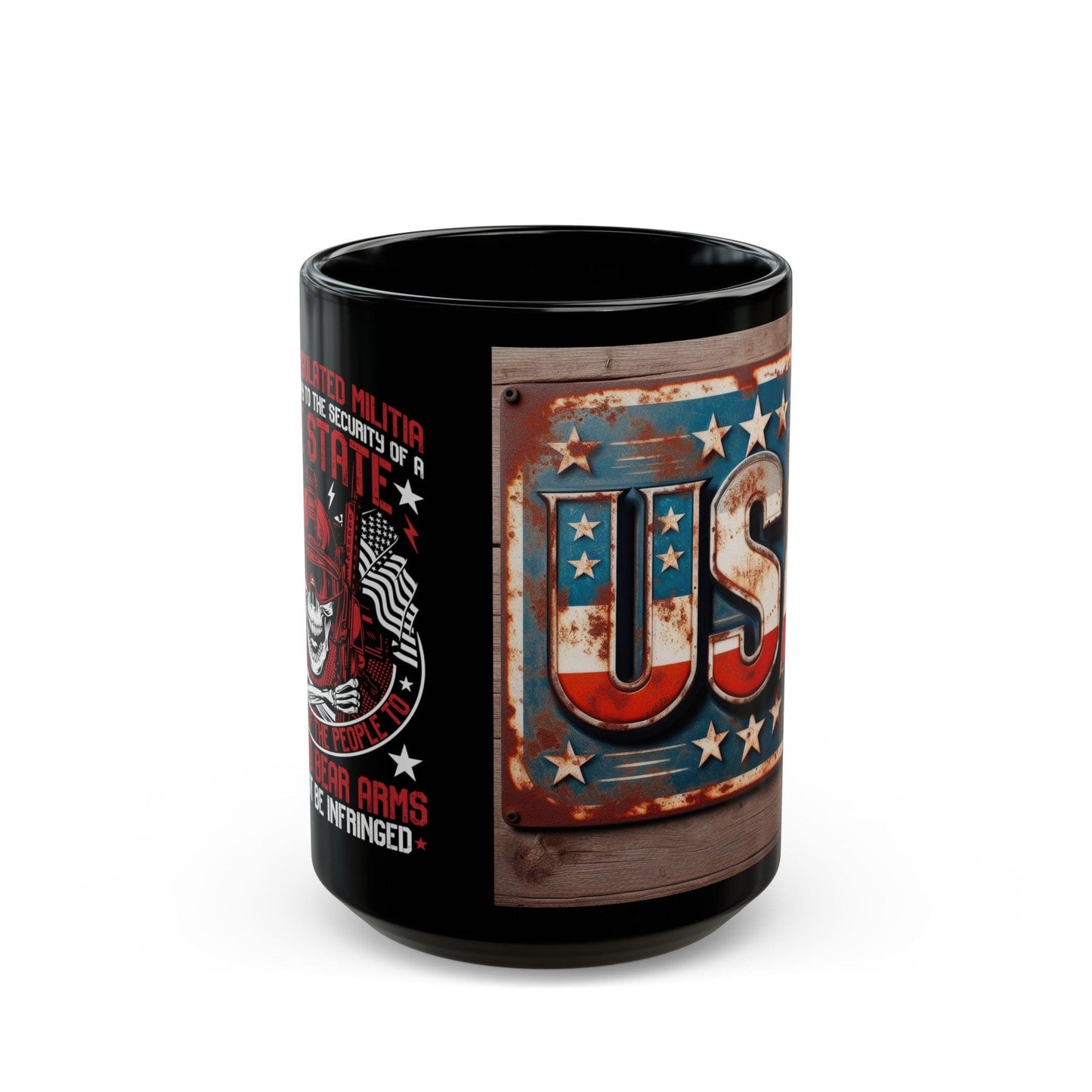 Black Mug (11oz, 15oz)- Black Ceramic coffee Mug - USA- RIGHT TO KEEP AND BEAR ARMS SHALL NOT BE INFRINGED