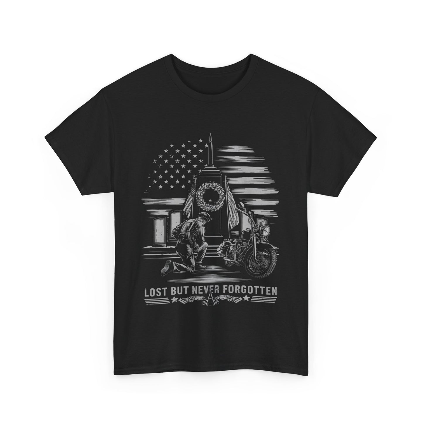 Unisex Heavy Cotton Tee -  NO MAN LEFT BEHIND MOTORCYCLE 1