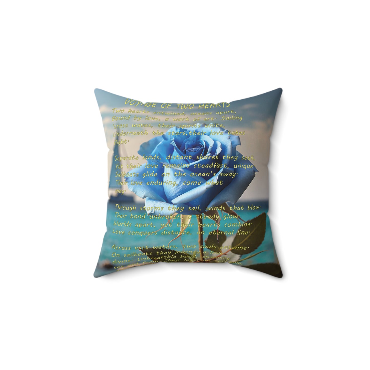 Voyage of Two Hearts- Spun Polyester Square Pillow-