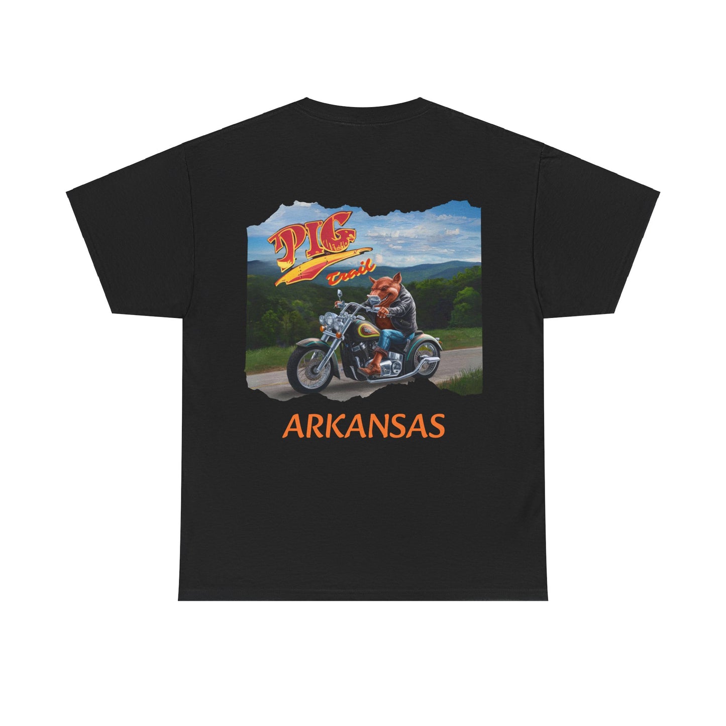 Unisex Heavy Cotton Tee -  Arkansas Pig Trail Biker