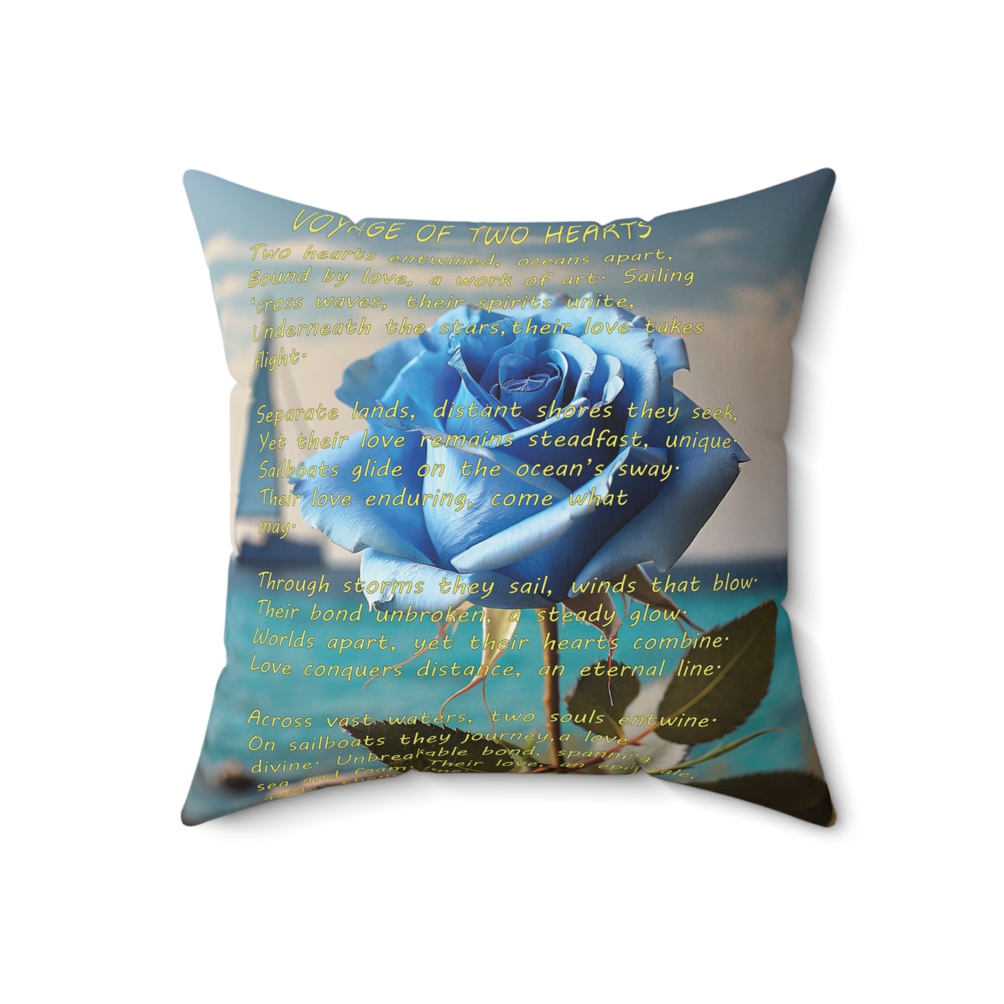 Voyage of Two Hearts- Spun Polyester Square Pillow-