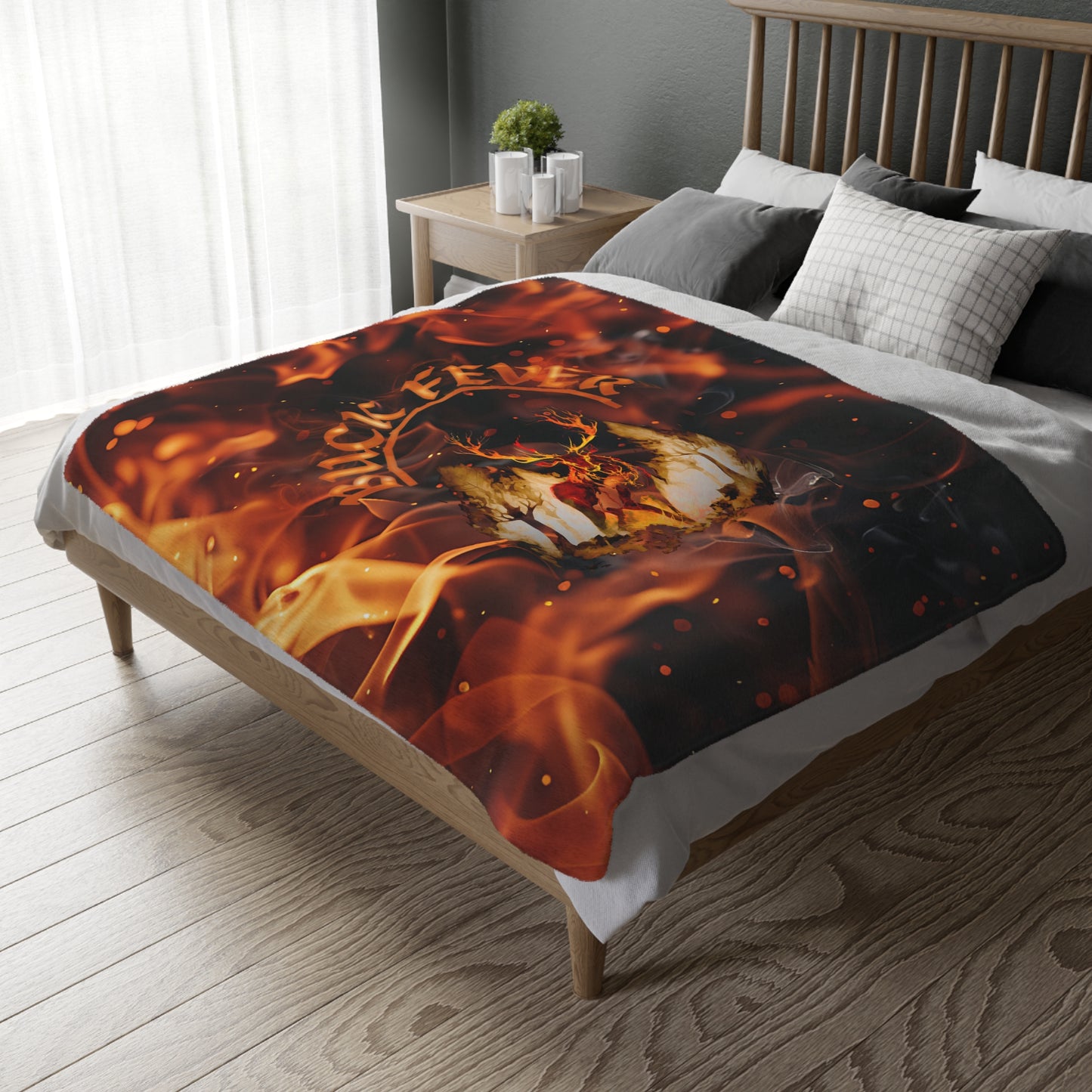 Fleece Blanket - Buck Fever Logo Fire Design