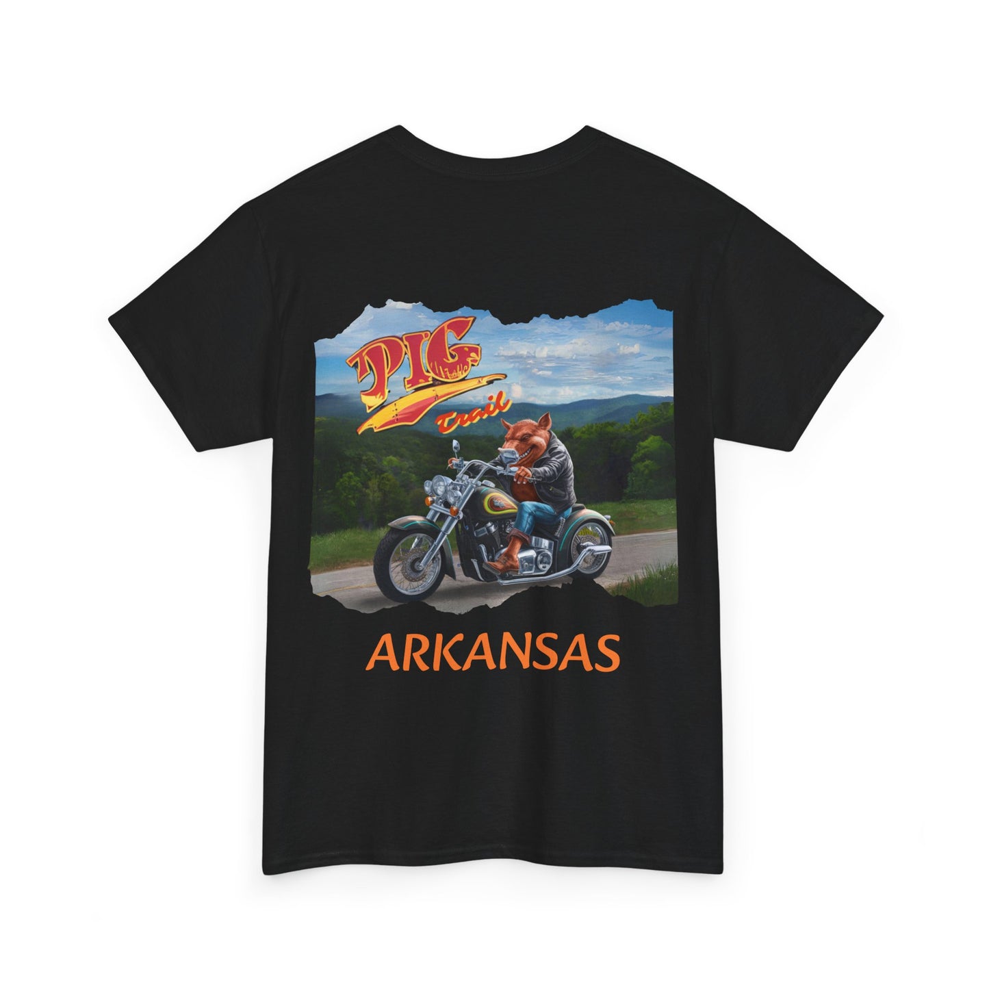 Unisex Heavy Cotton Tee -  Arkansas Pig Trail Biker