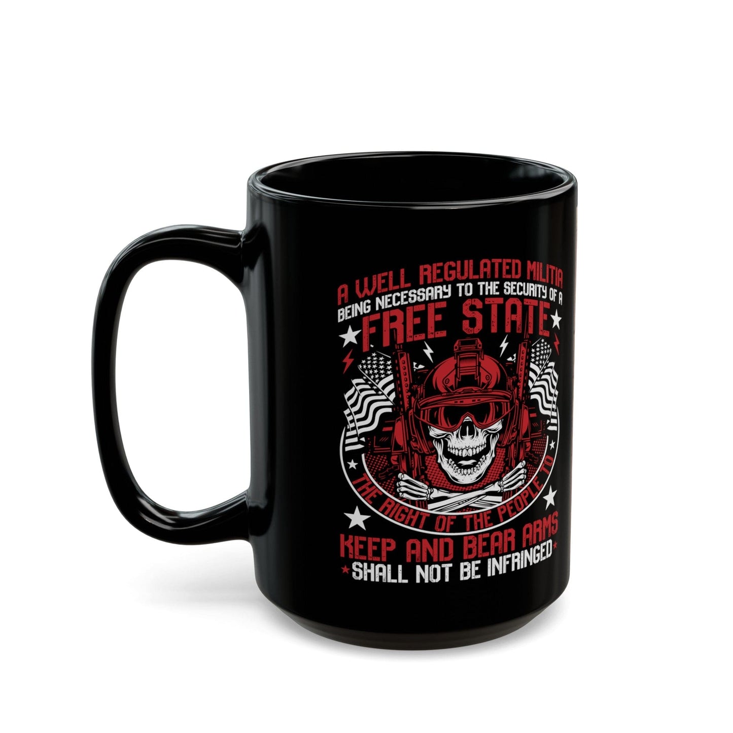 Black Mug (11oz, 15oz)- Black Ceramic coffee Mug - USA- RIGHT TO KEEP AND BEAR ARMS SHALL NOT BE INFRINGED