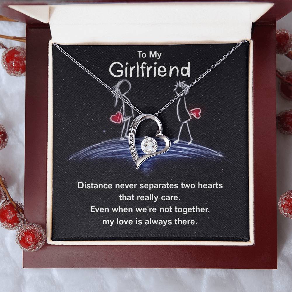 To my girlfriend - distance never separates two hearts Forever love necklace