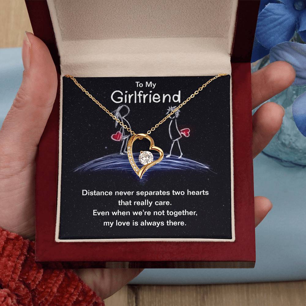 To my girlfriend - distance never separates two hearts Forever love necklace