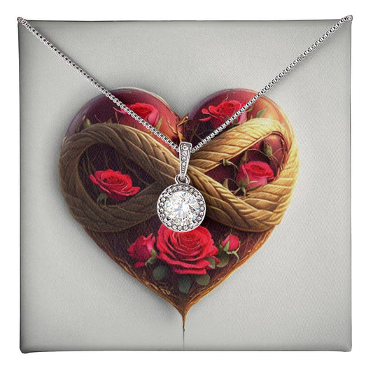 Necklace- Eternal hope-rose heart eternal knot