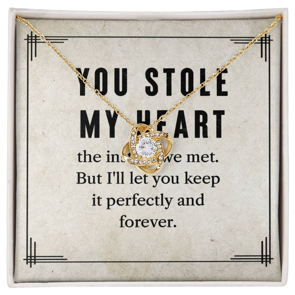 You stole my heart Love Knot necklace