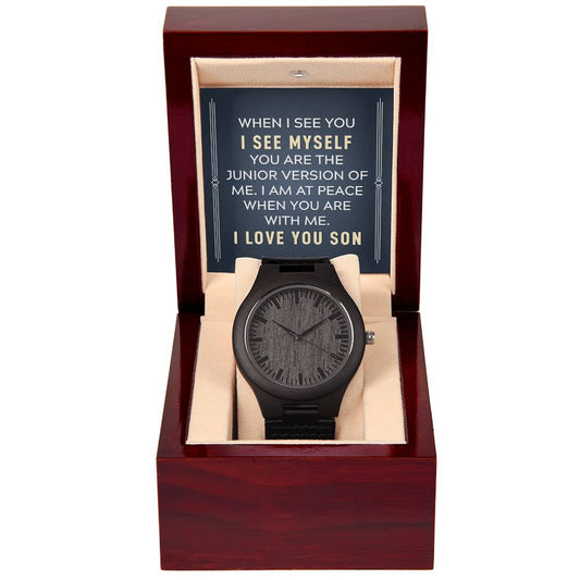 To my son-When I see you Wooden watch with Mahogany box