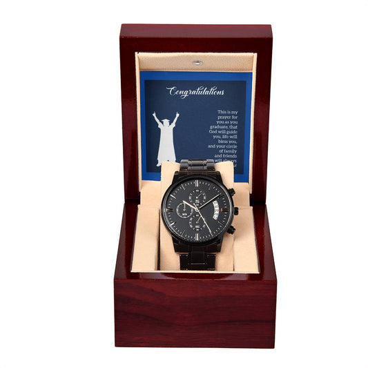 26_20240119_182411_0025 Black Chronograph Watch with Mahogany Box