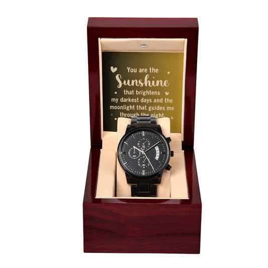 3_20240119_182410_0002 Black Chronograph Watch with Mahogany Box