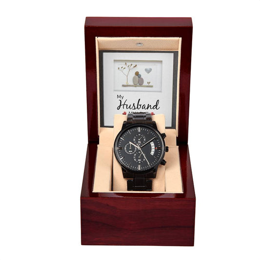 15_20240119_182410_0014 Black Chronograph Watch with Mahogany Box