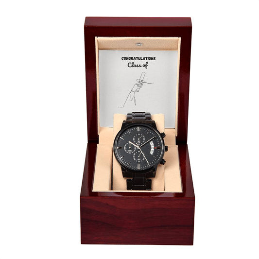 25_20240119_182411_0024 Black Chronograph Watch with Mahogany Box