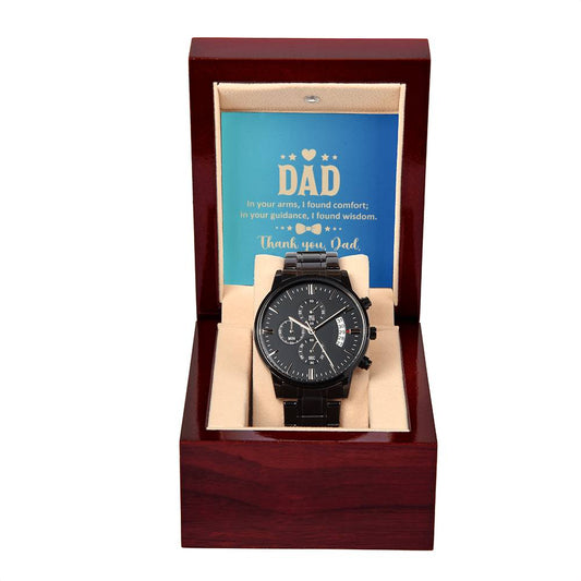 2_20240119_182410_0001 Black Chronograph Watch with Mahogany Box