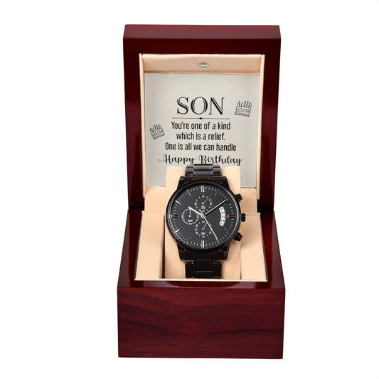 19_20240119_182411_0018 Black Chronograph Watch with Mahogany Box