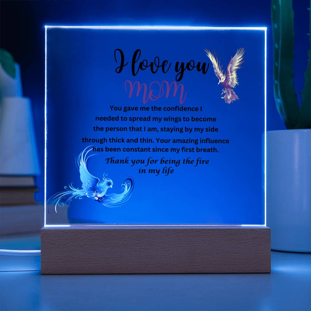 Acrylic square plaque- mom you gave me the courage phoenix