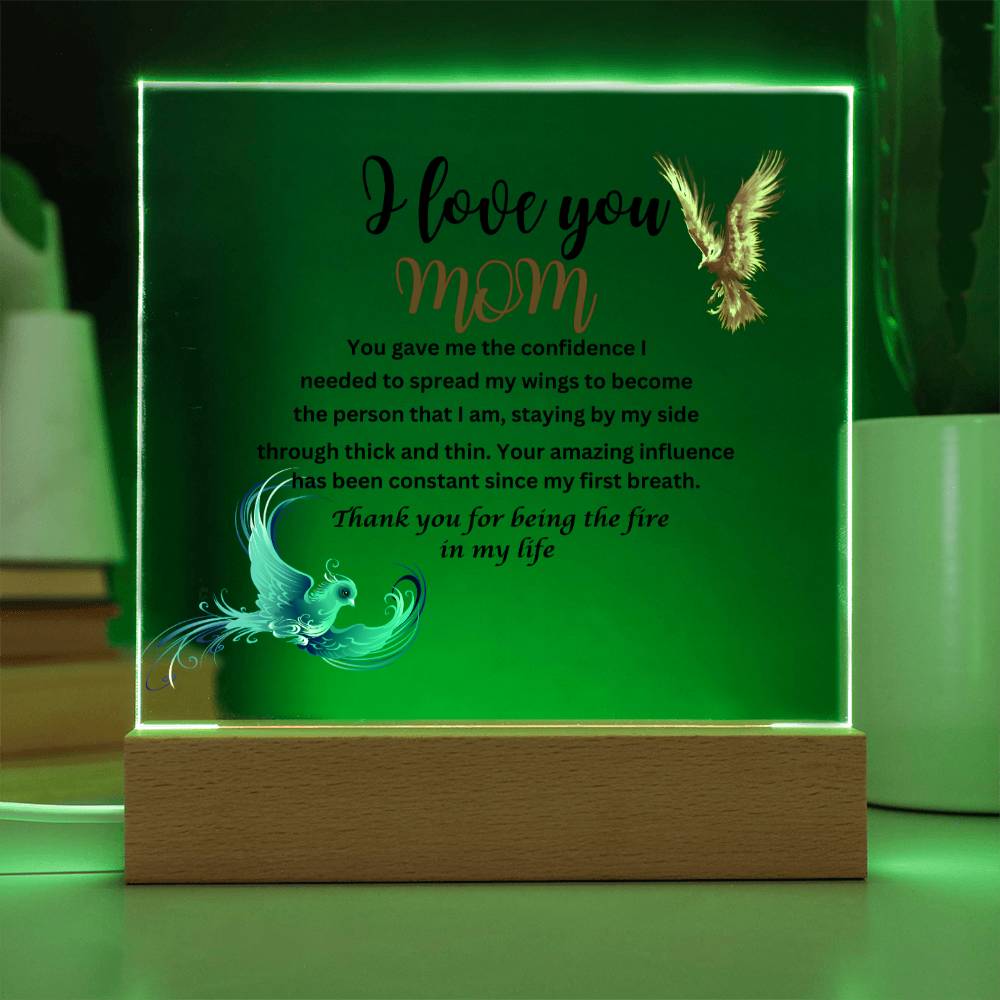 Acrylic square plaque- mom you gave me the courage phoenix