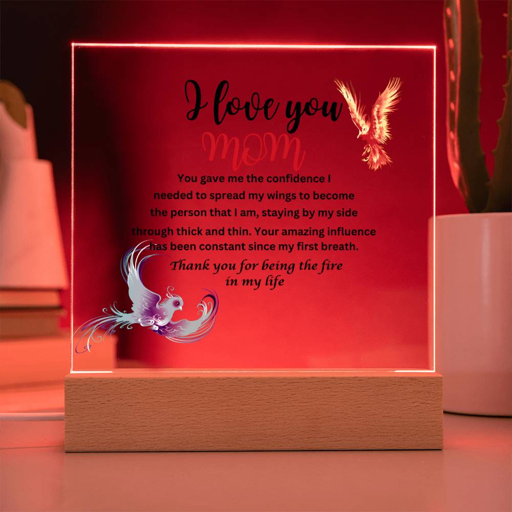 Acrylic square plaque- mom you gave me the courage phoenix