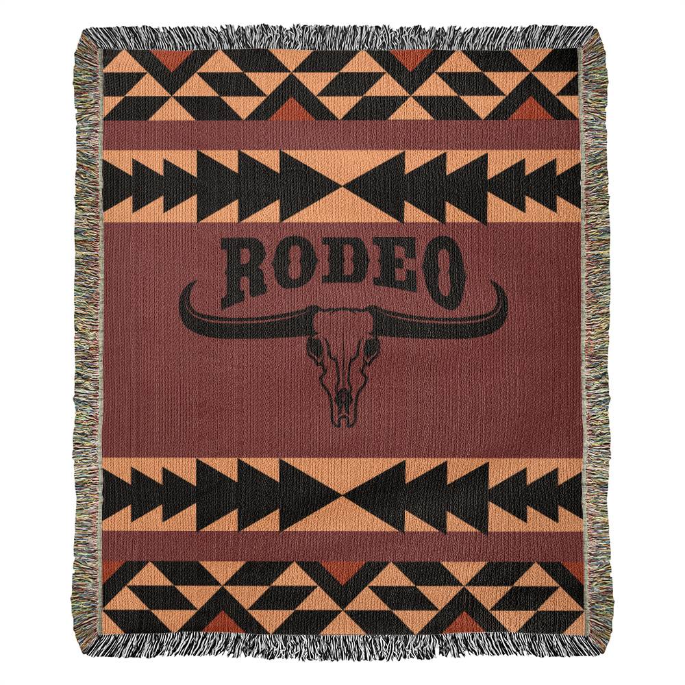 50x60 Heirloom Woven Blanket- southwestern rodeo skull