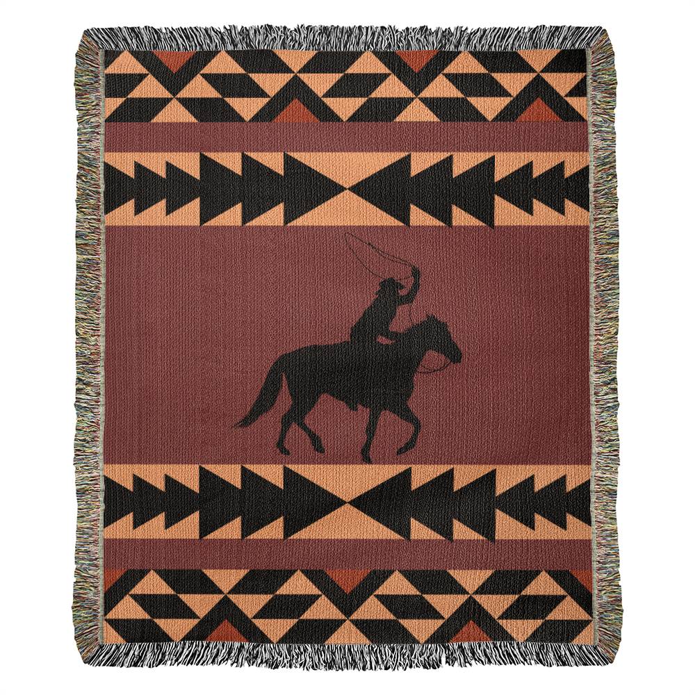 50x60 Heirloom Woven Blanket-southwestern roping brown