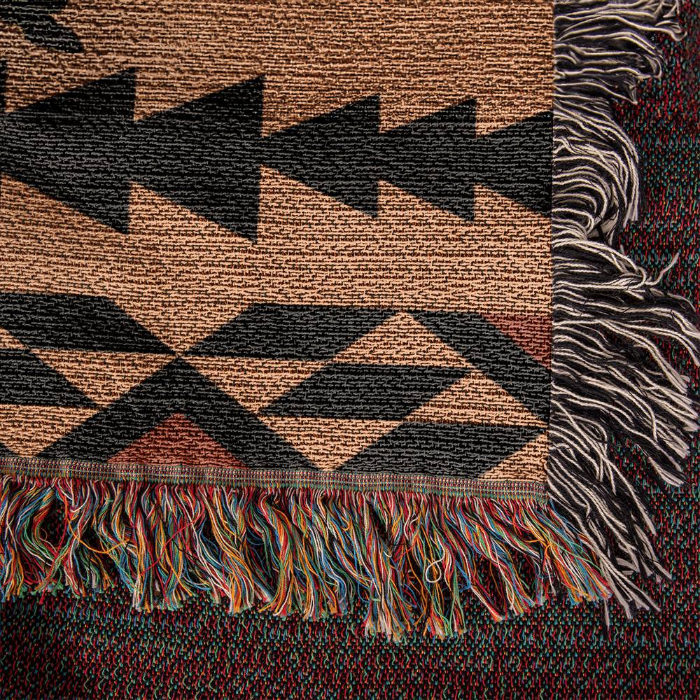 50x60 Heirloom Woven Blanket- southwestern bronc rider baredwire brown