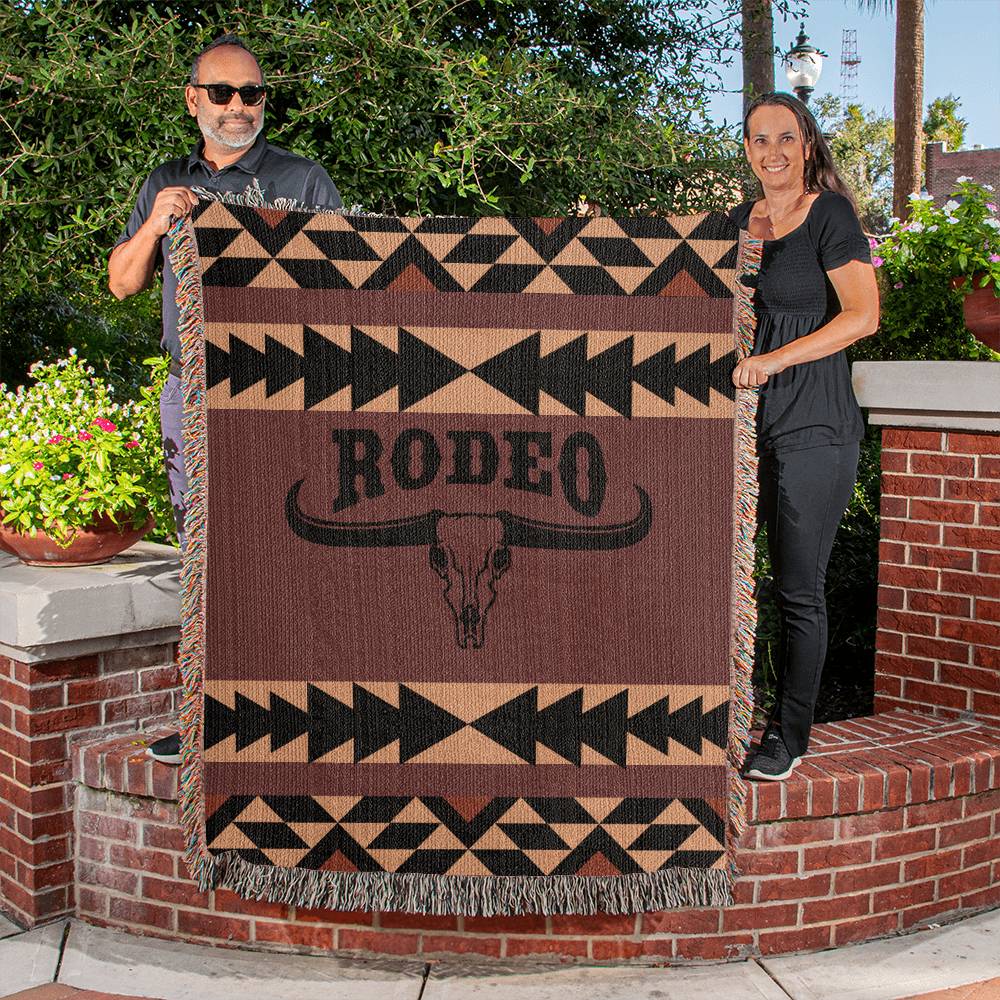 50x60 Heirloom Woven Blanket- southwestern rodeo skull