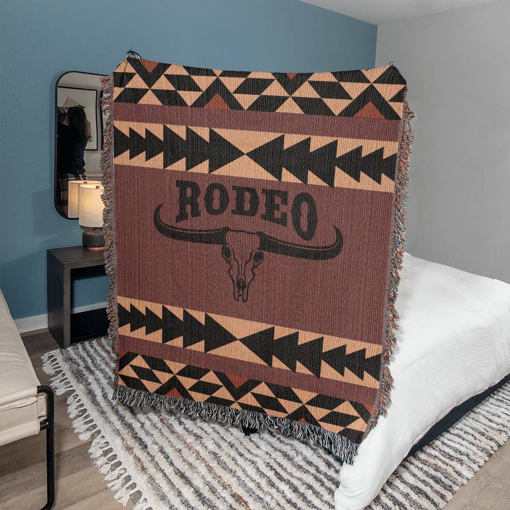 50x60 Heirloom Woven Blanket- southwestern rodeo skull